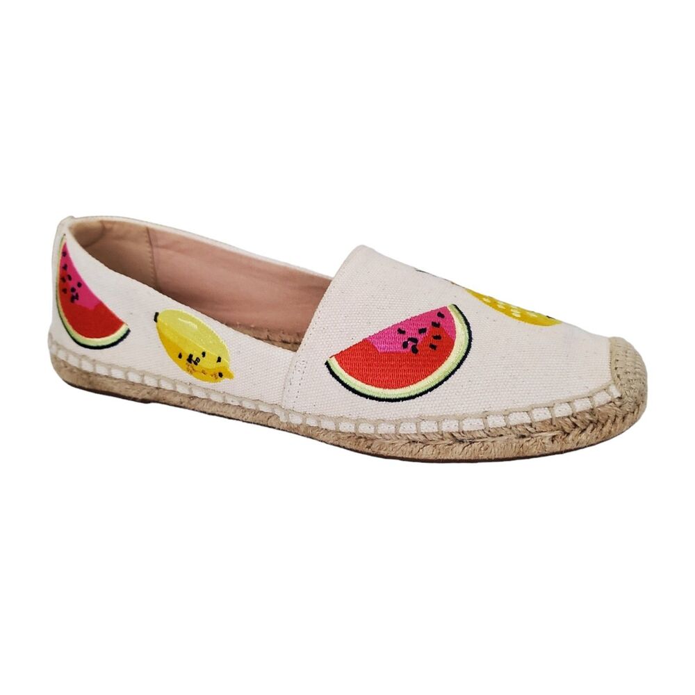 J Crew Fruit Salad Embroidered Espadrilles Sun Dried Linen Women's 10 (H9793)
